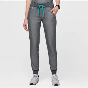 Gray Jogger Pants with Teal Accents